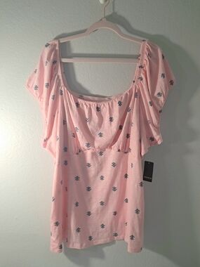 torrid Vintage Baby Pink Elastic Scoop Neck Soft Slub Jersey Top Size 5